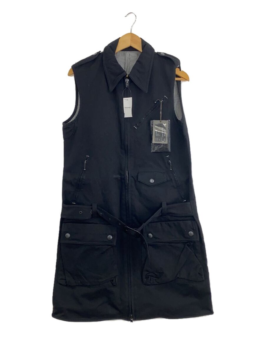 【中古】NUMBER (N)INE◆コットンライダースベスト/05AW/引き舟付/デッド買い溜める/2/綿織物/BLK【メンズウェア】