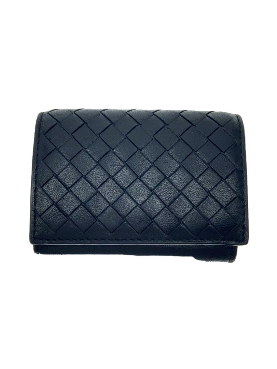 【中古】BOTTEGA VENETA◆3つ折り紙入れ/なめし革/BLK/無地/メンズ/S024786510【服飾雑貨他】