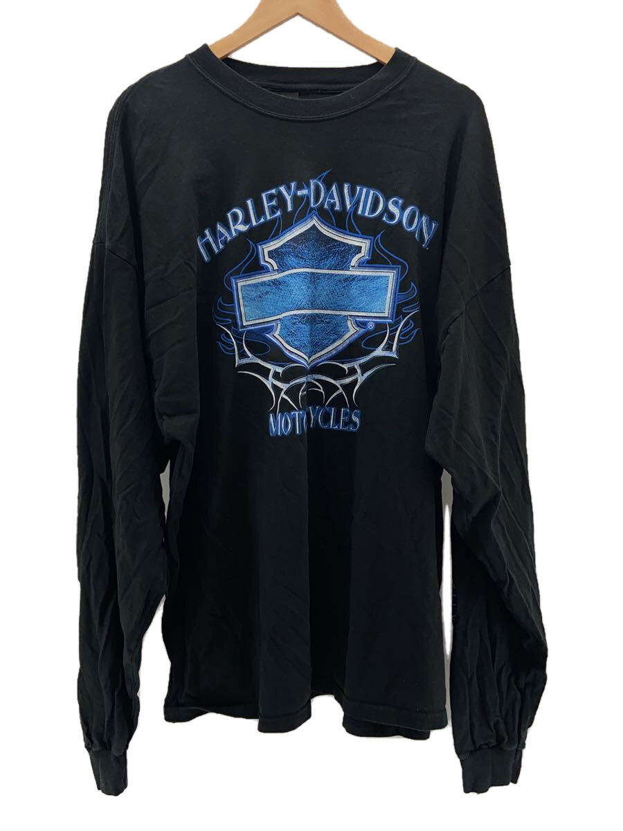 【中古】HARLEY DAVIDSON◆ハーレーダヴィッドソン/ブルーフレイム/長袖プルオーバー/3L/綿織物/黒いこと//【メンズウェア】