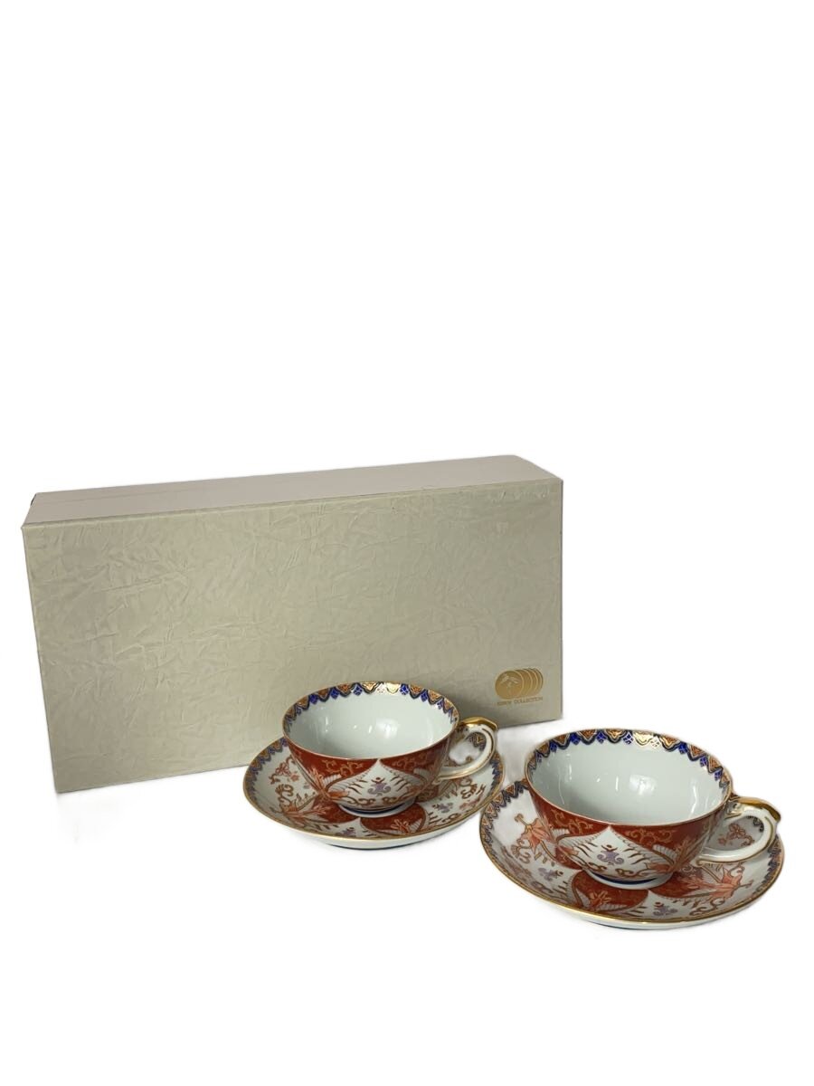 【中古】有田焼(其泉窯)◆赤濃金彩唐草/和食器余分の物/2点書き割り/WHT/有田焼//【勝手もと装置】