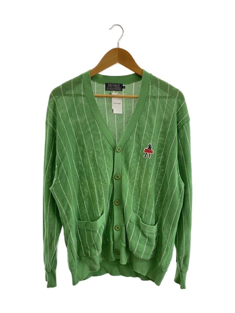 【中古】HYSTERIC GLAMOUR◆ジレー(薄っぺら)/M/綿織物/GRN/縞模様/02241ND02/緑//【メンズウェア】