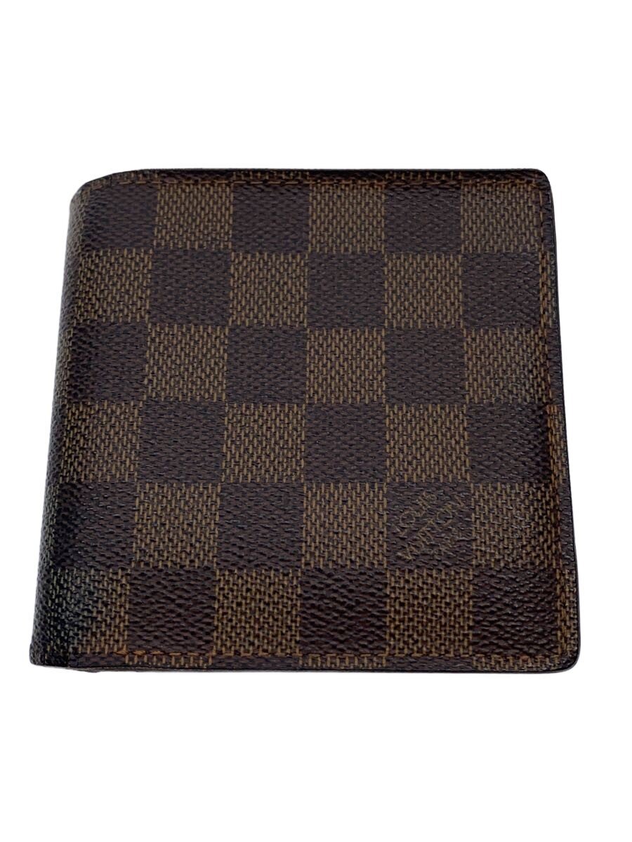 【中古】LOUIS VUITTON◆ポルト・ビエ・カルト・クレディ・モネ_ダミエ・エベヌ/PVC/赤銅色/レディース【服飾雑貨他】