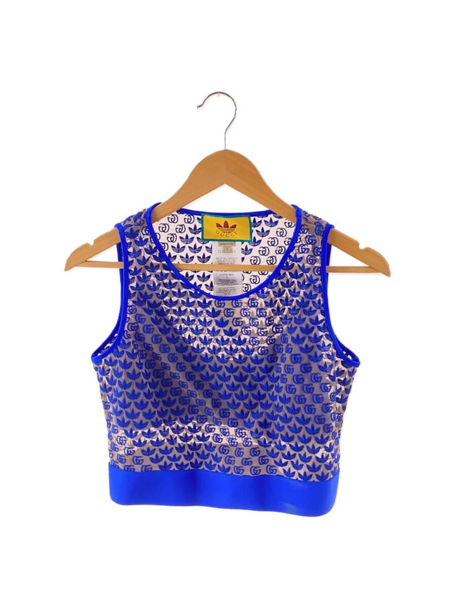 【中古】GUCCI◆xadidas/GG Tulle Top/L/ナイロン/BLU/総柄/693448 XJECA 4697【レディース御召しもの】