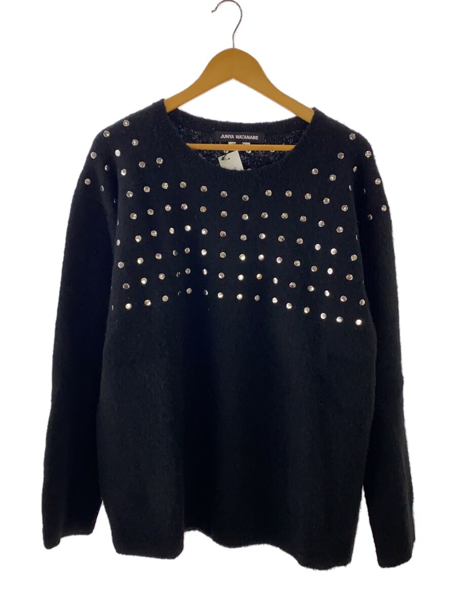 【中古】JUNYA WATANABE COMME des GARCONS◆汚れ有/23AW/スタッズ/編み物・ティーシャツ(薄っぺら)/S/アルパカ/BLK/JL-N013【レディース御召しもの】