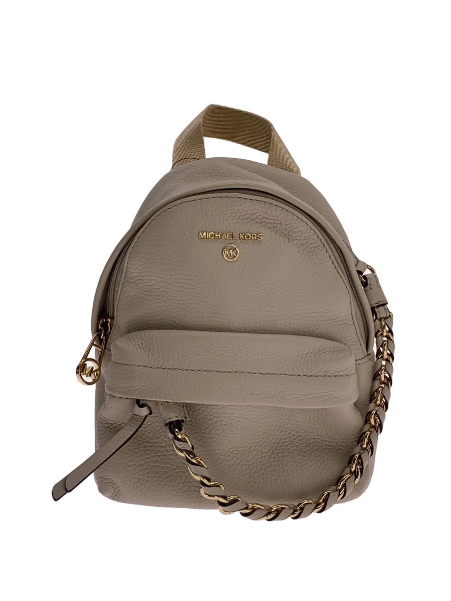 【中古】MICHAEL KORS◆背嚢/なめし革/ベージュ/無地/30T0G04B0L【御徒面子】