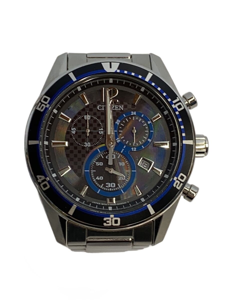 【中古】CITIZEN◆クロノグラフ/エコ運転/ソーラーウオッチ/アナログ/ステンレス鋼/BLK/SLV/h500-s061083【服飾雑貨他】