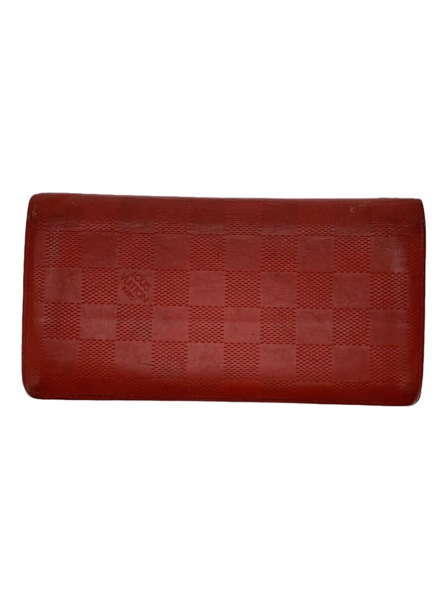 【中古】LOUIS VUITTON◆ポルト・フォイユ・ブラザ_ダミエ・アンフィニ_RED/レザー/RED/レディース//【服飾雑貨他】｜2ｎｄ STREET 店