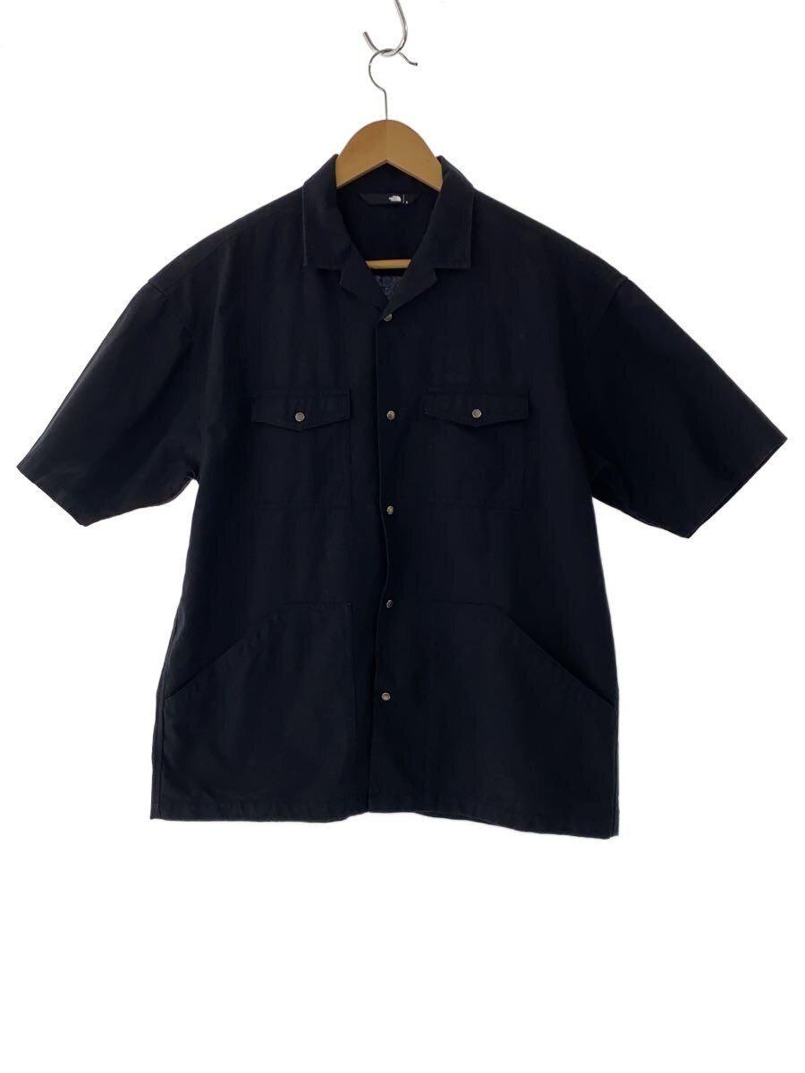 【中古】THE NORTH FACE◆S/S UTILITY SHIRT_ショートスリーブユーティリティシャツ/S/綿織物/BLK/無地【メンズウェア】