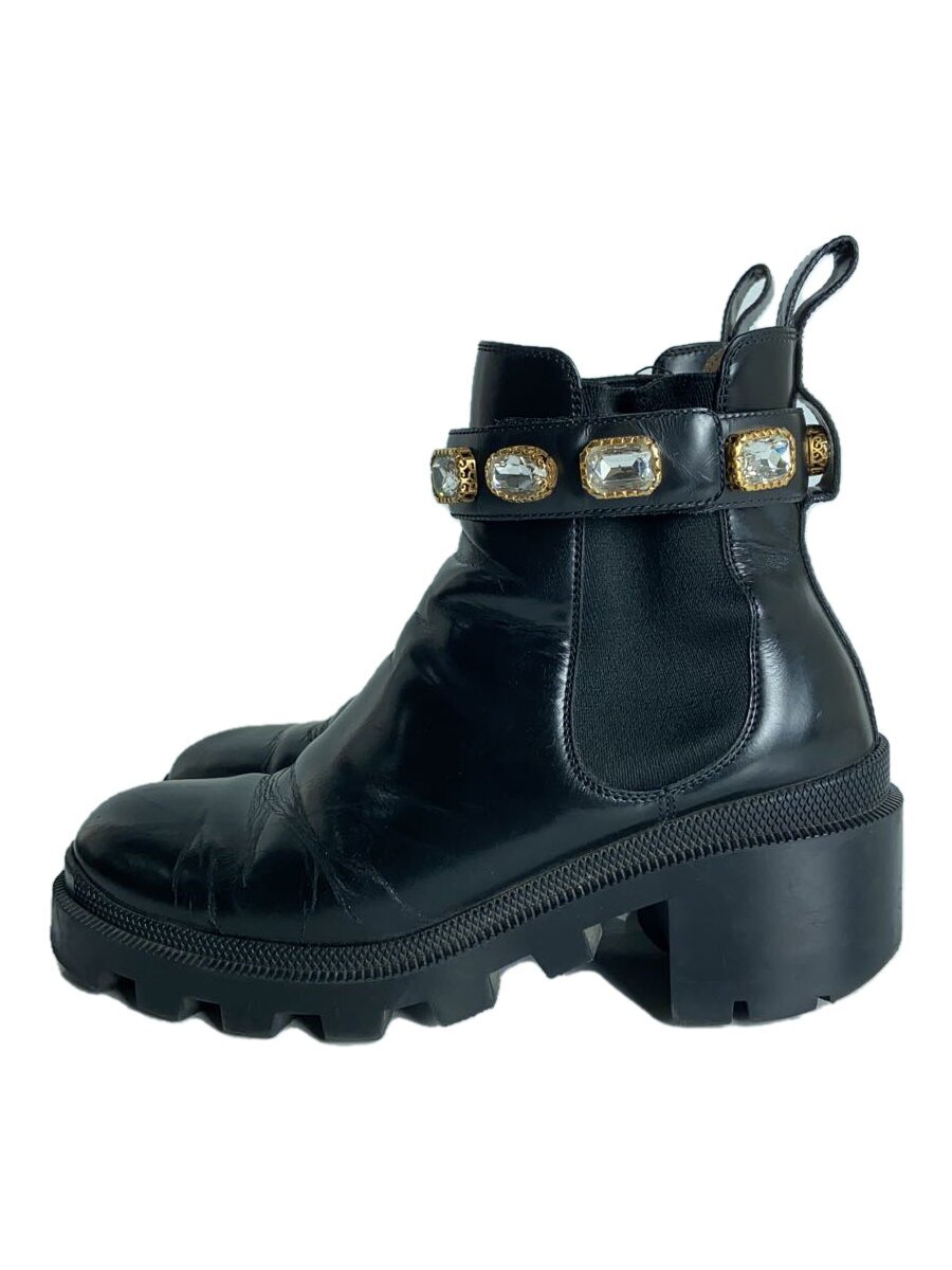 【中古】GUCCI◆サイドゴアブーツ/結晶三尺帯/37/BLK/なめし革/550036【シューズ】