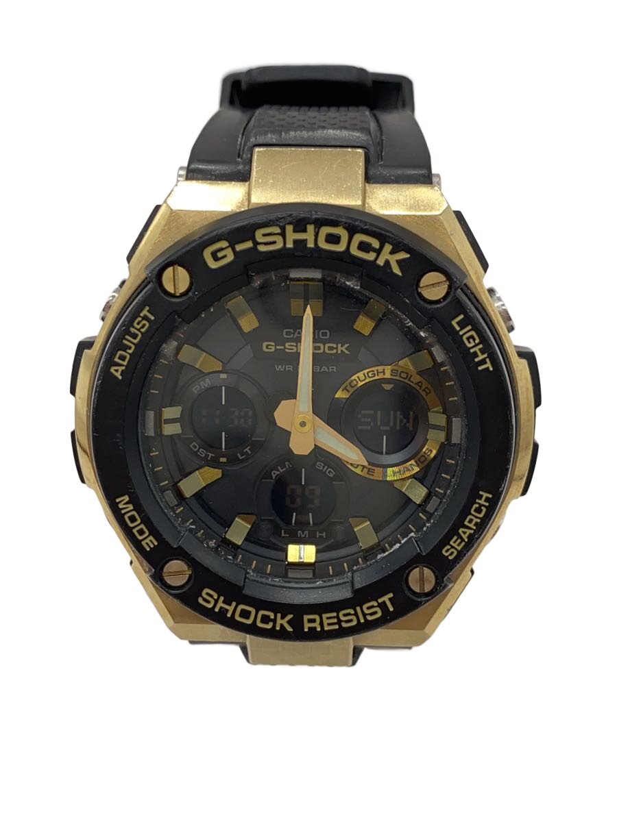 【中古】CASIO◆石英ウオッチ/デジアナ/天然ゴム/BLK/BLK/SS/GST-S100G-1A【服飾雑貨他】