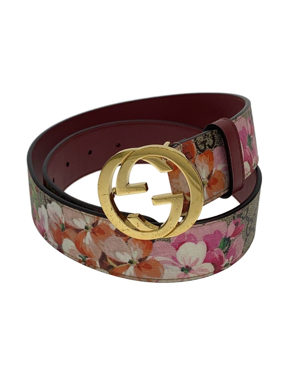 【中古】GUCCI◆インターロッキング/GGスプリーム/ブルームス/胴締め/PVC×なめし革/PNK/花柄/370543【服飾雑貨他】