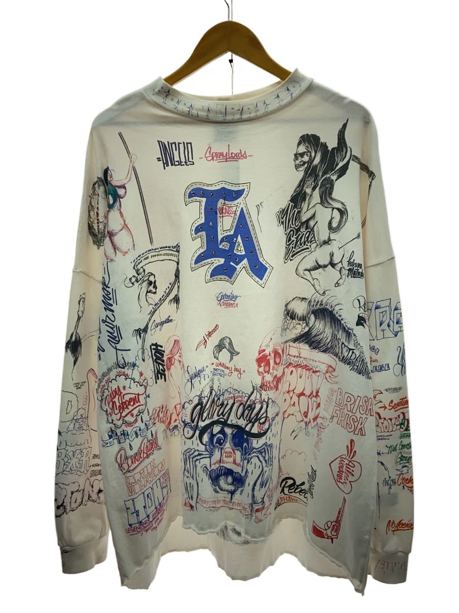 【中古】SAINT MICHAEL◆24ss/R_LS TEE/天使の都市/ WHITE/綿織物/WHT/総柄/SM-YS8-0000-C10//【メンズウェア】