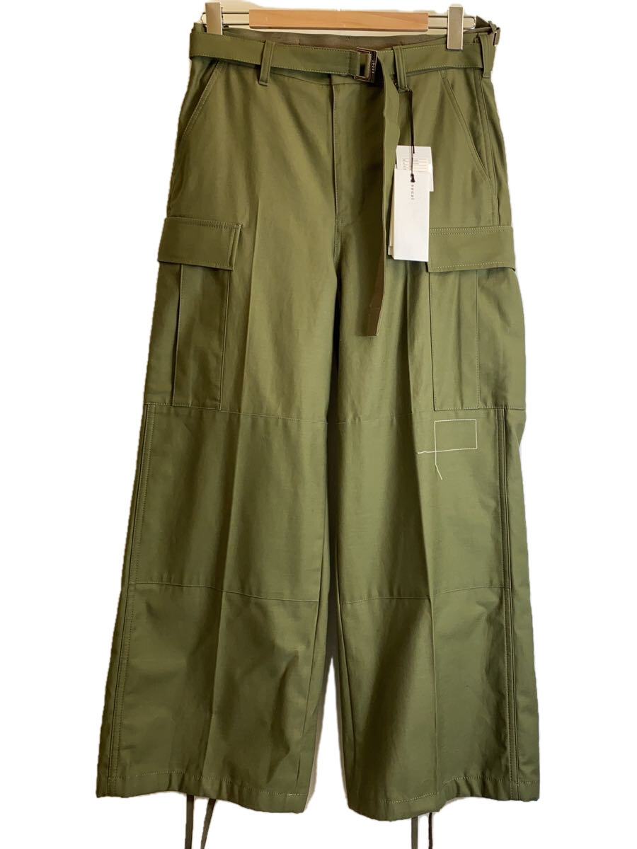 【中古】sacai◆25SS/Cotton Back Satin Pants/カーゴパンツ/2/綿織物/KHK/25-03695M//【メンズウェア】