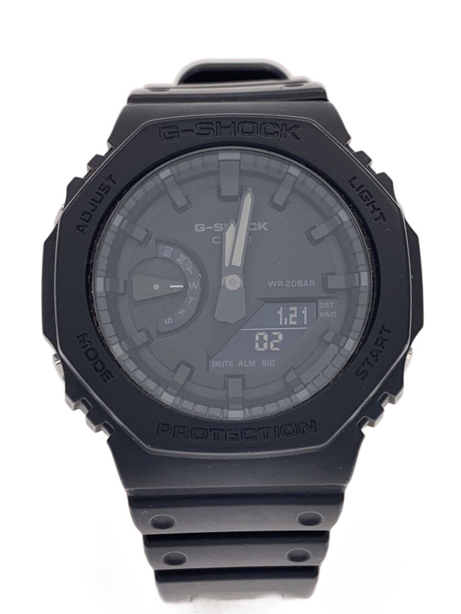 【中古】CASIO◆石英ウオッチ・G-SHOCK/デジアナ/天然ゴム/BLK/BLK【服飾雑貨他】