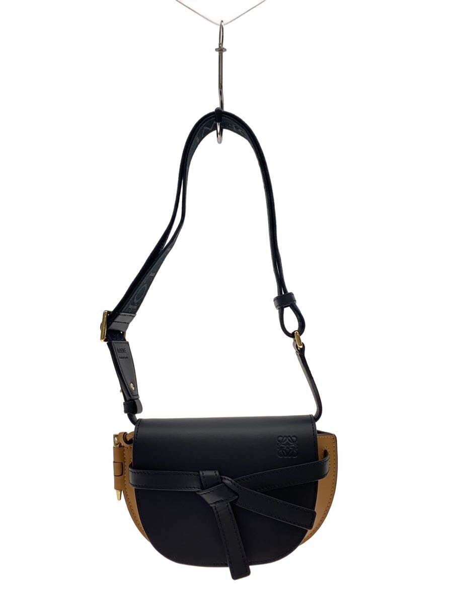 【中古】LOEWE◆ショルダーバッグ/なめし革/BLK//【御徒面子】