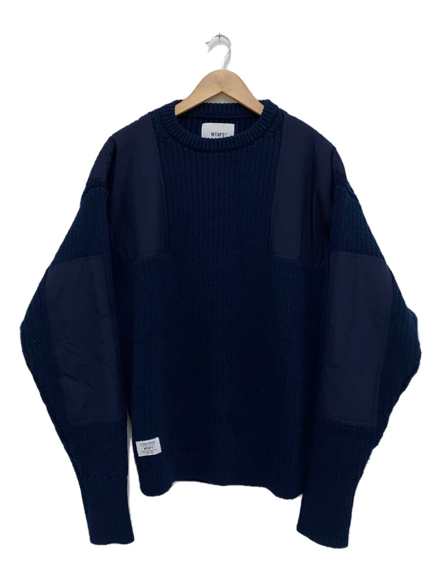 【中古】WTAPS◆編み物・プルオーバー(朦々たる)/3/ポリエステル/NVY/無地/222MADT-KNM03//【メンズウェア】