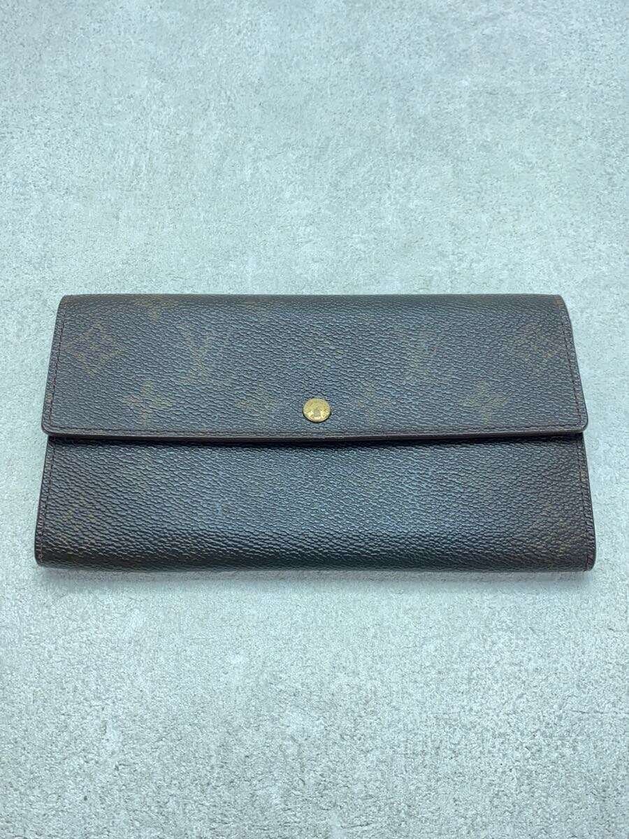 【中古】LOUIS VUITTON◆2)ポシェット・ポルト・モネ・クレディ_モノグラム・キャンバス_BRW/PVC/BRW/レディース【服飾雑貨他】