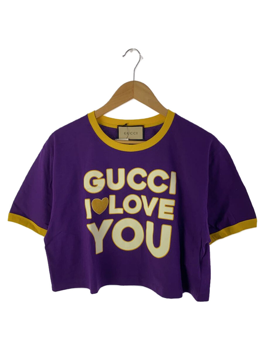 【中古】GUCCI◆I LOVE クロップド丈ティーシャツ/S/綿織物/PUP/753879//【レディース御召しもの】