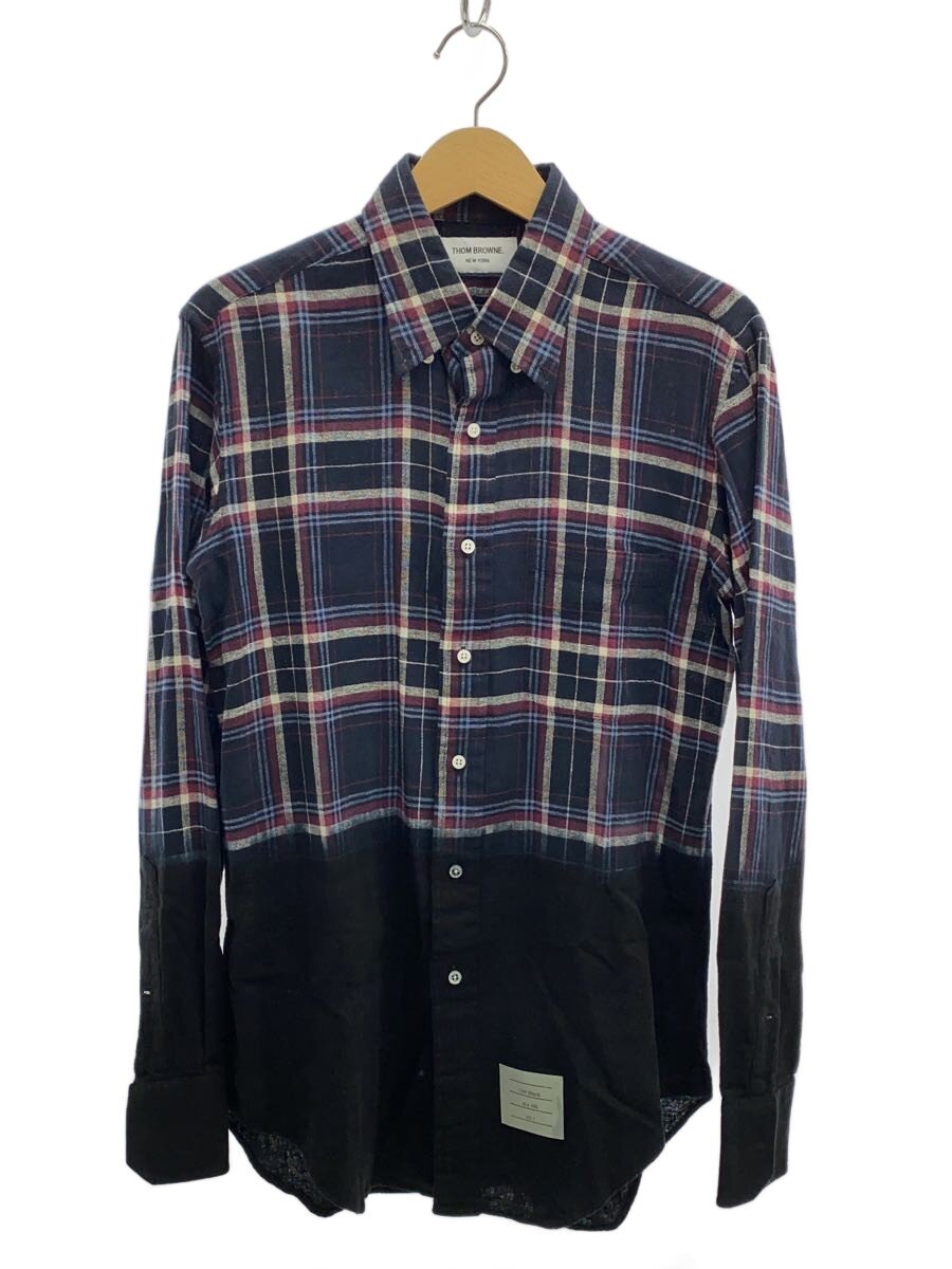 【中古】THOM BROWNE. NEW YORK◆グラデーションチェックシャツ/2/ウール/NVY/チェック【メンズウェア】｜2ｎｄ STREET 店