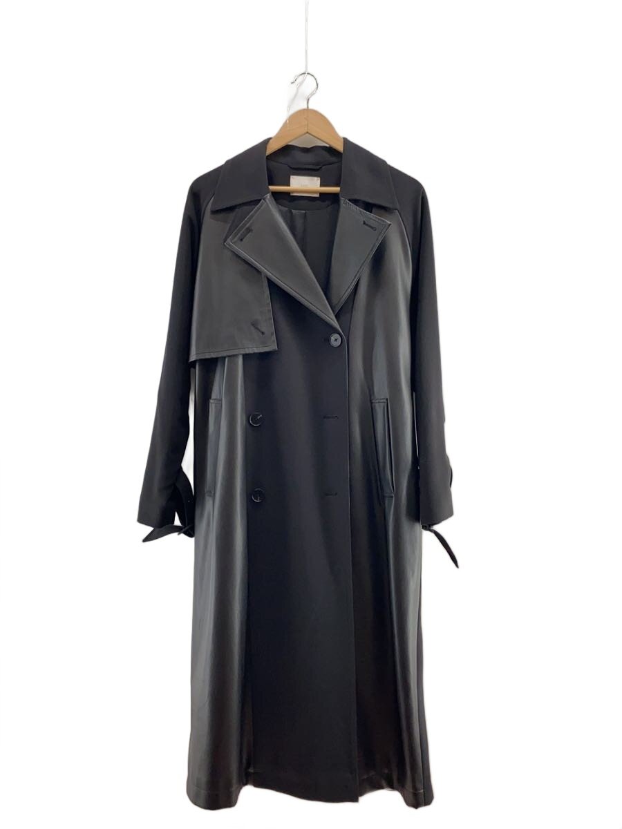 【中古】HARE◆フェイクレザーうつり変わりロング厚地の外套/FREE/フェイクレザー/BLK/HAL07218AD【レディース御召しもの】
