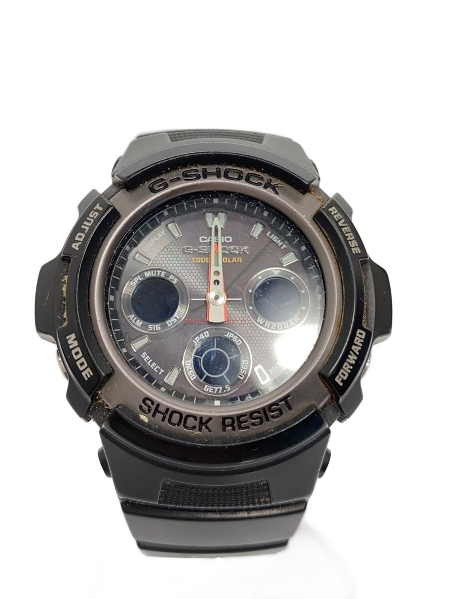 【中古】CASIO◆ソーラーウォッチ・G-SHOCK/デジアナ/BLK/SS【服飾雑貨他】