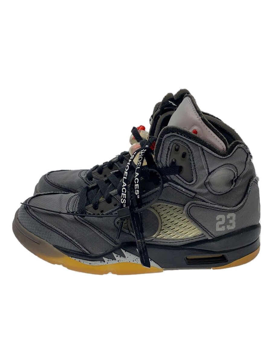 【中古】NIKE◆×OFF-WHITE/JORDAN 5 RETRO SP/ハイカットスニーカー/25糎/BLK/CT8480-001【シューズ】