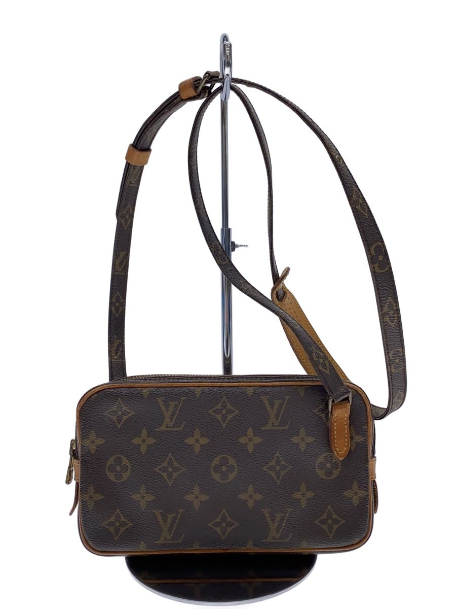 【中古】LOUIS VUITTON◆ポシェット・マルリー・バンドリエール_モノグラム・帆布/PVC/BRW/総柄【御徒面子】