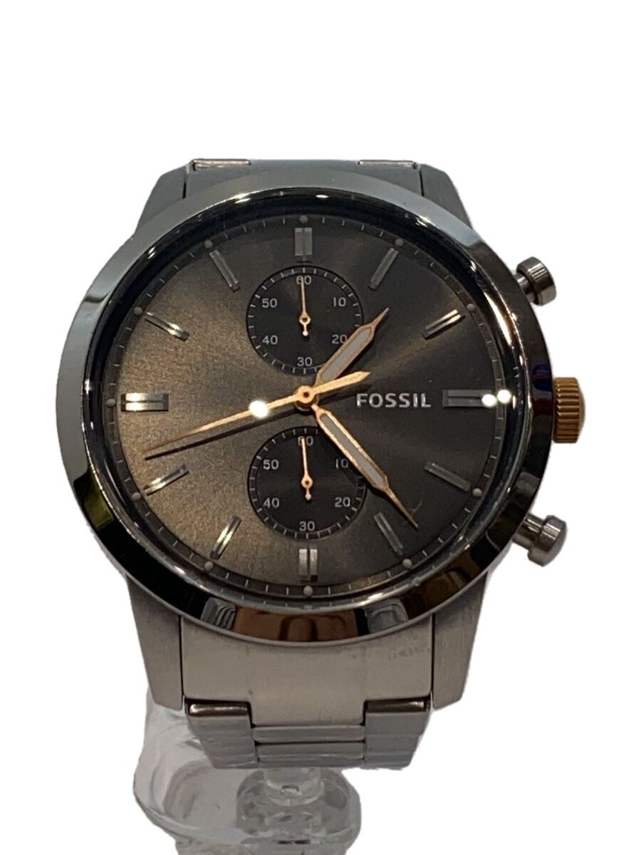 【中古】FOSSIL◆石英ウオッチ/アナログ/ステンレス鋼/BLK/SLV/fs5407【服飾雑貨他】