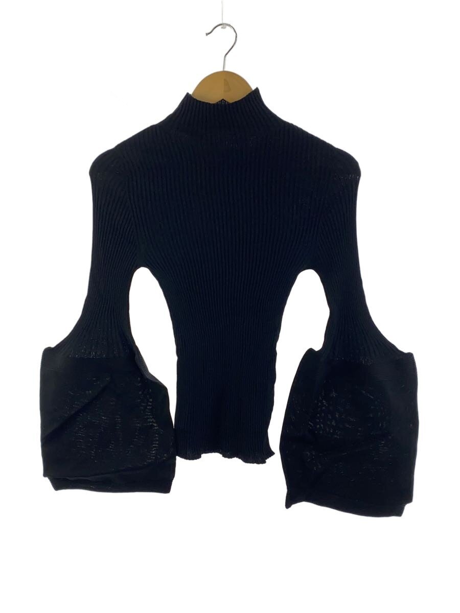 【中古】ISSEY MIYAKE◆25年/THIN AND THICK KNIT/--/人絹/BLK/無地/IM53KN322【レディース御召しもの】