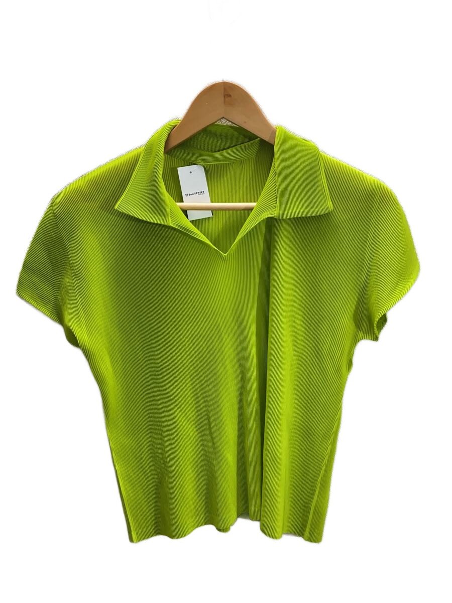 【中古】PLEATS PLEASE ISSEY MIYAKE◆半袖ティーシャツ/3/ポリエステル/GRN/PP31-FK383【レディース御召しもの】
