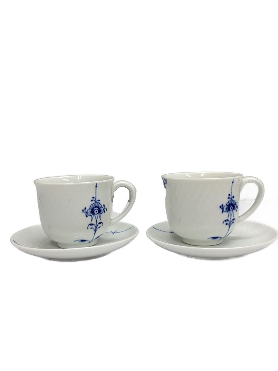 【中古】ROYAL COPENHAGEN◆カップ&ソーサー/2点セット/WHT/ブルーパルメッテ【キッチン用品】
