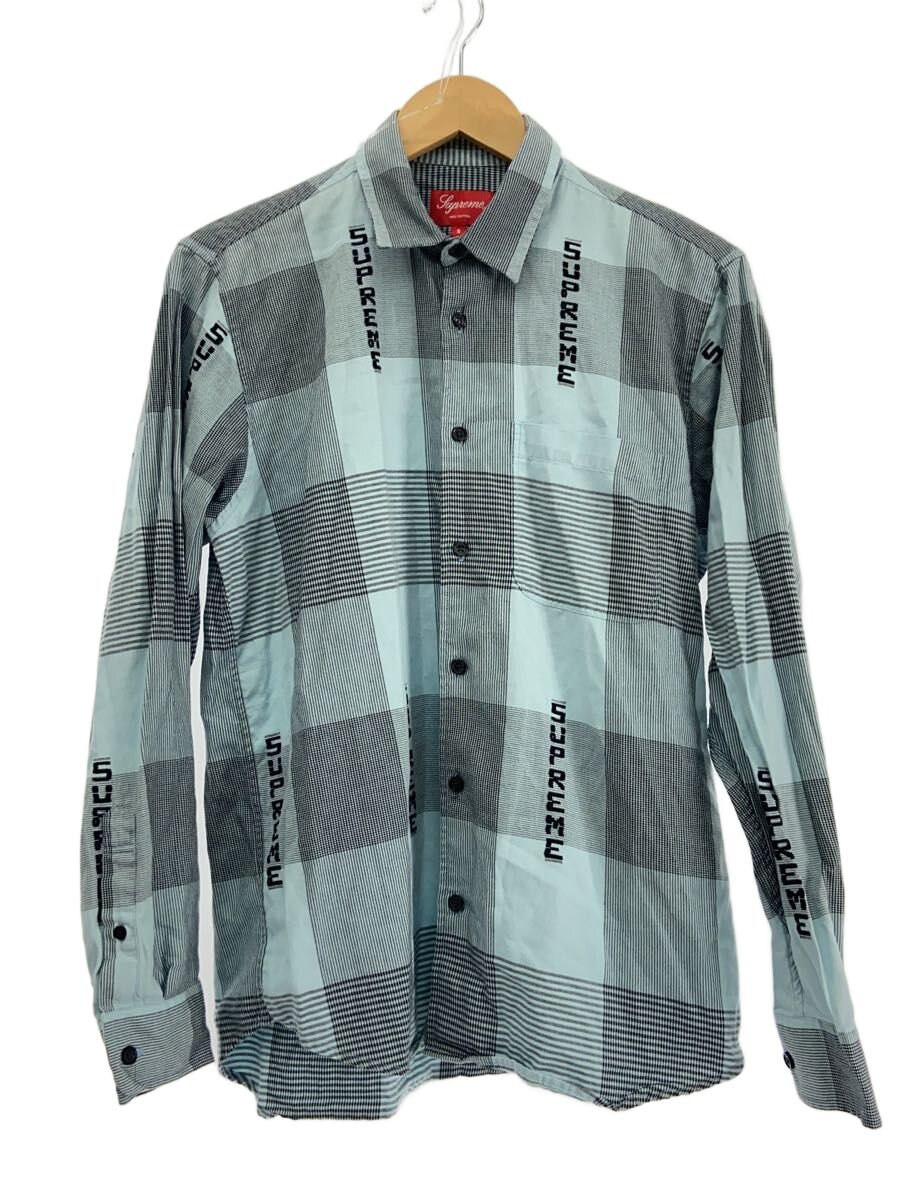 【中古】Supreme◆20SS/Logo Plaid Shirt/S/綿織物/BLU【メンズウェア】