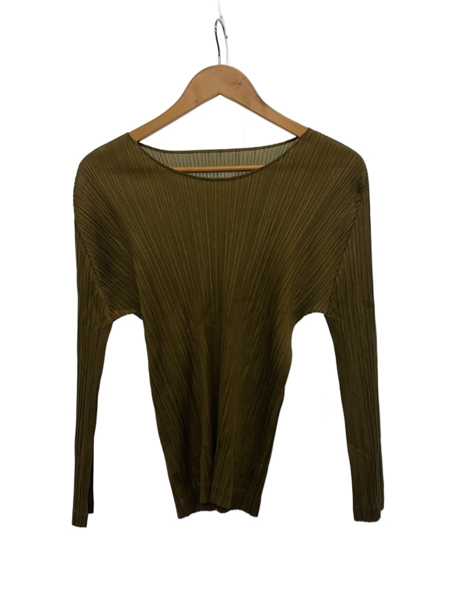 【中古】PLEATS PLEASE ISSEY MIYAKE◆長袖カットソー/3/ポリエステル/GRN/無地/PP63-JK205【レディースお召しもの】
