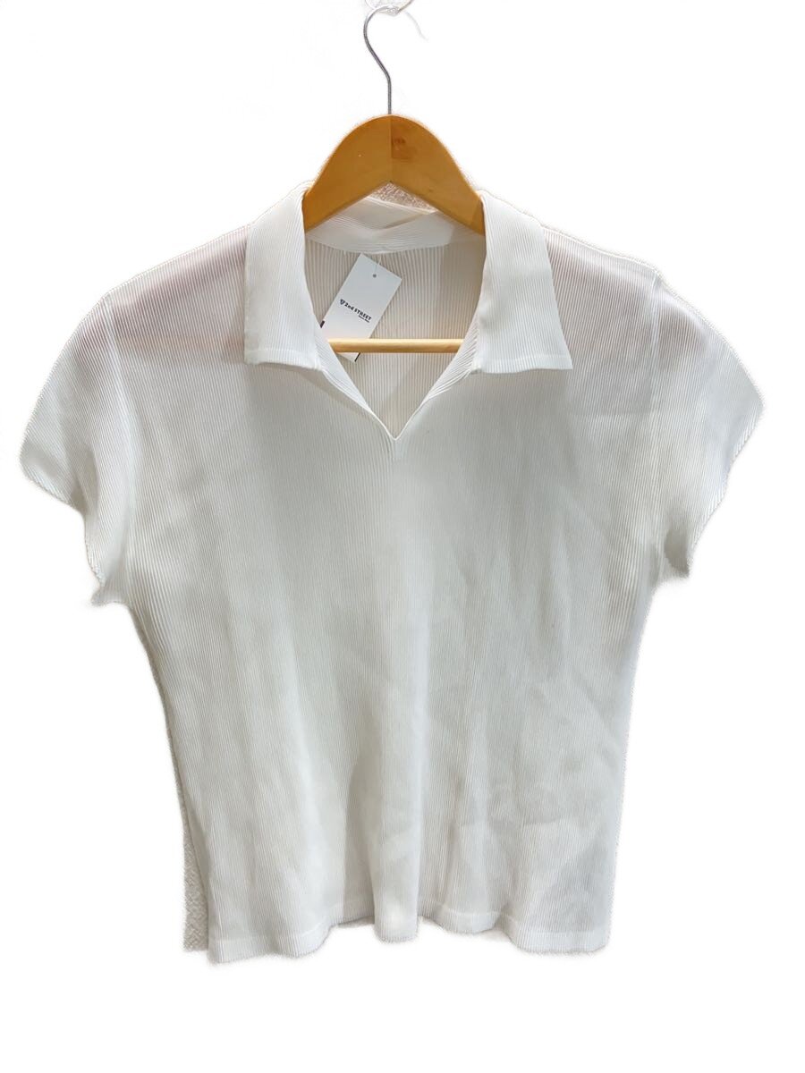 【中古】PLEATS PLEASE ISSEY MIYAKE◆半袖プルオーバー/3/ポリエステル/WHT/PP31-FK383【レディース御召しもの】