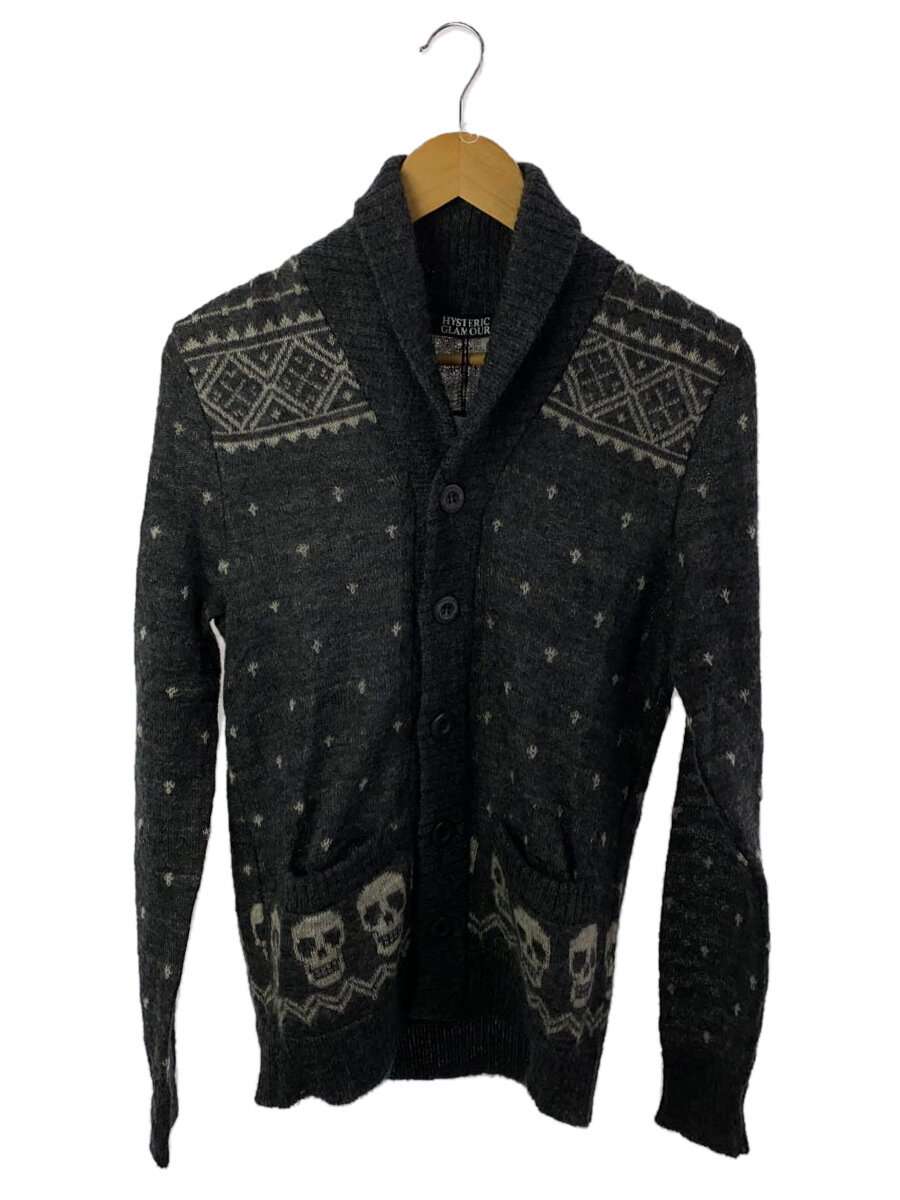 【中古】HYSTERIC GLAMOUR◆SNOW SKUL JACQUARD CADIGAN/M/モヘヤ/GRY/0203ND11//【メンズウェア】