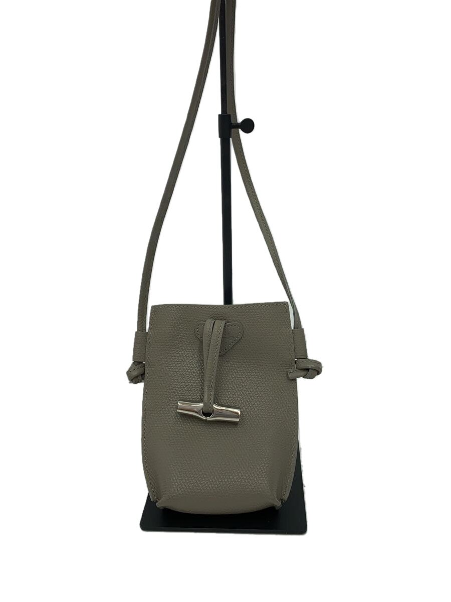 【中古】LONGCHAMP◆スマートフォンケース/御徒面子/なめし革/GRY【御徒面子】