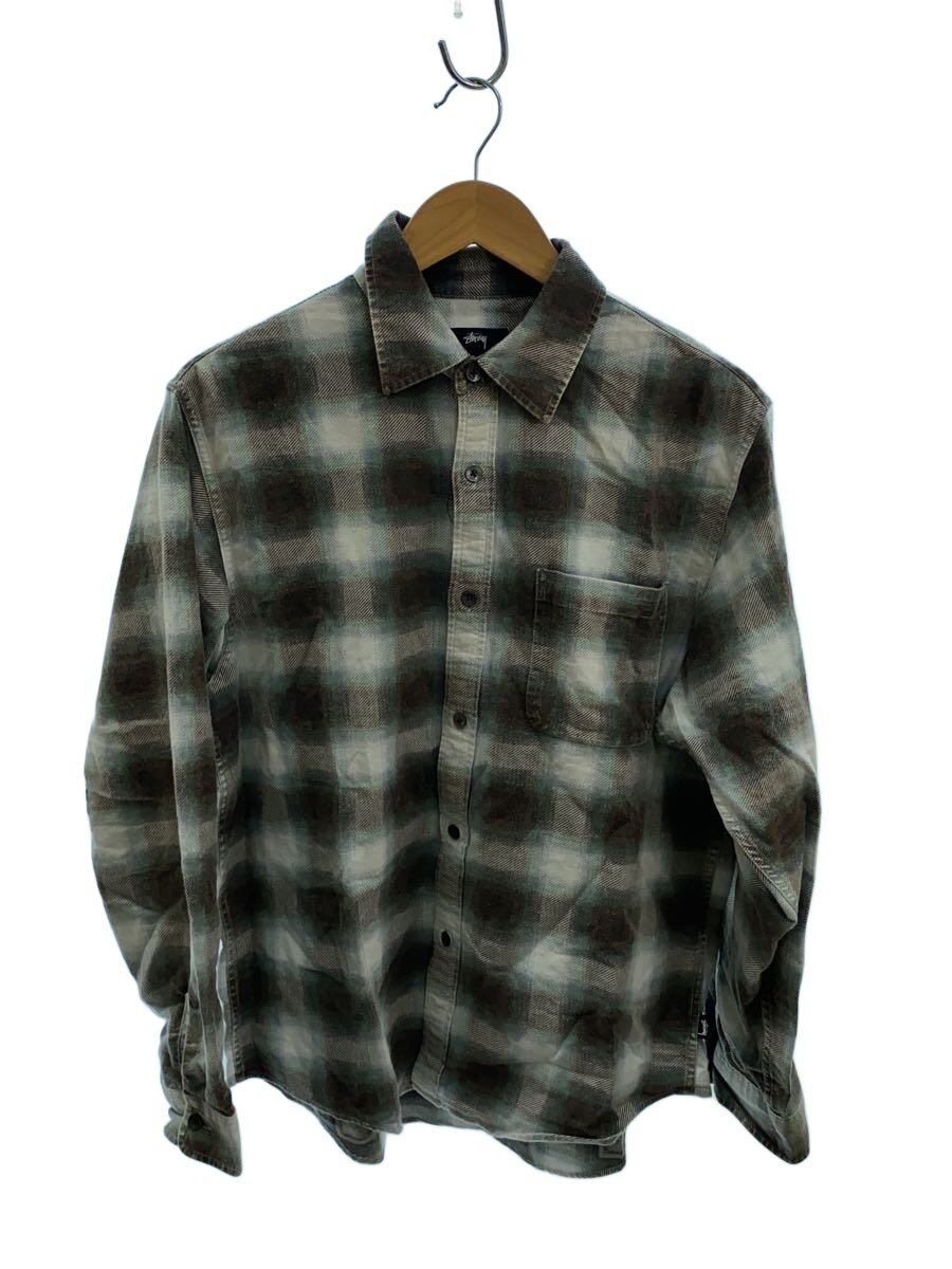 【中古】STUSSY◆25AW/JUNE PLAID SHIRT/長袖プルオーバー/S/綿織物/GRN/オンブレCK//【メンズウェア】