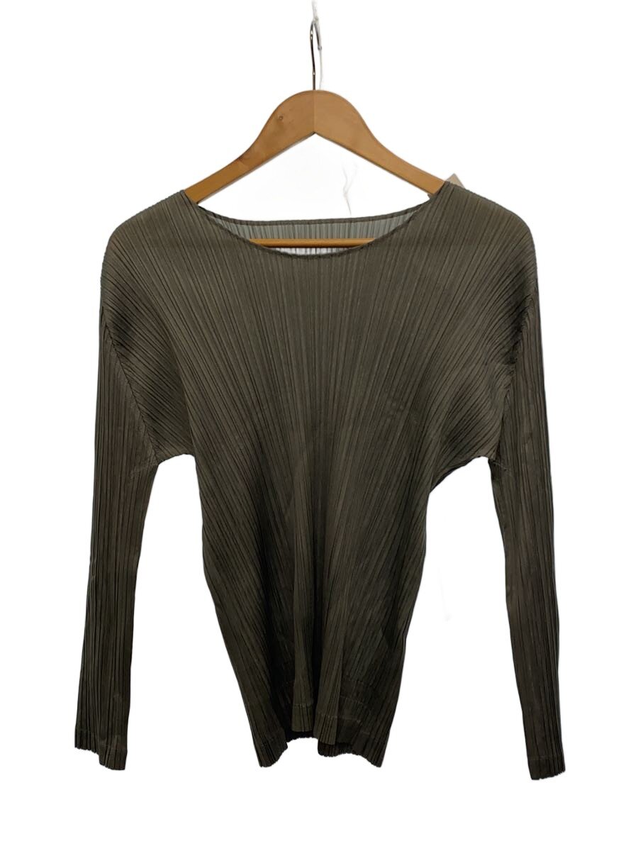 【中古】PLEATS PLEASE ISSEY MIYAKE◆長袖カットソー/3/ポリエステル/GRY/無地/PP63-JK205【レディースお召しもの】