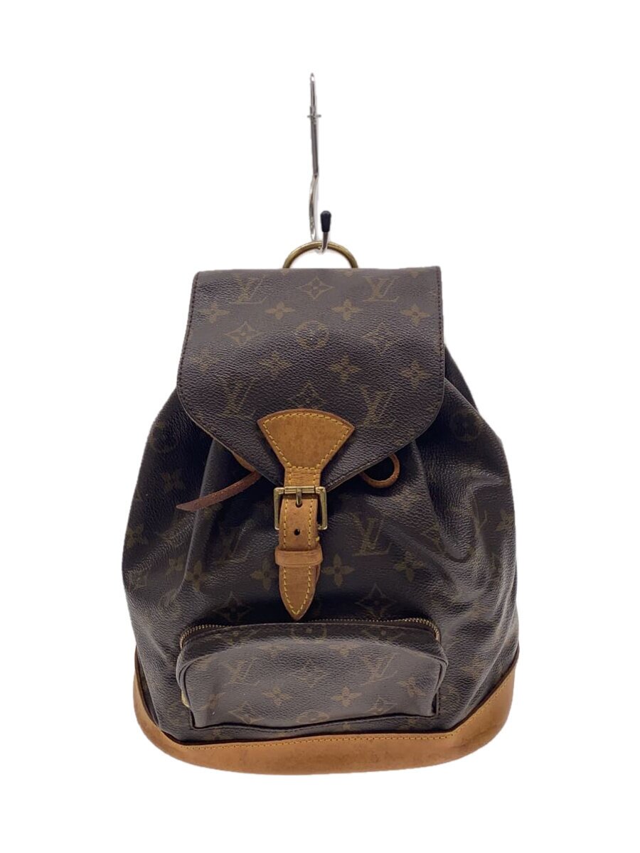【中古】LOUIS VUITTON◆モン掏摸MM_モノグラム・帆布/PVC/BRW/ワレ・シミ有【御徒面子】