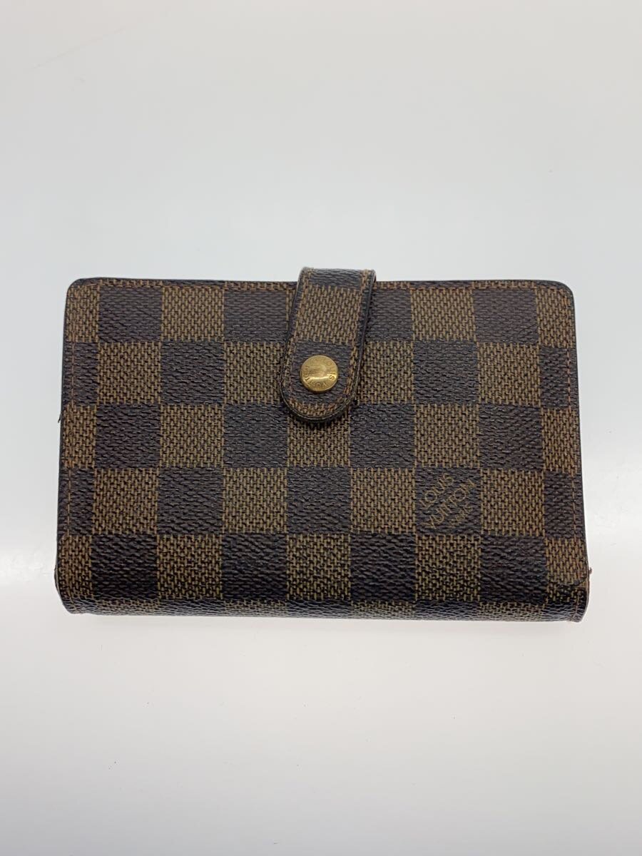【中古】LOUIS VUITTON◆ポルト・フォイユ・ヴィエノワ_ダミエ・エベヌ_BRW/PVC/BRW/レディース//【服飾雑貨他】