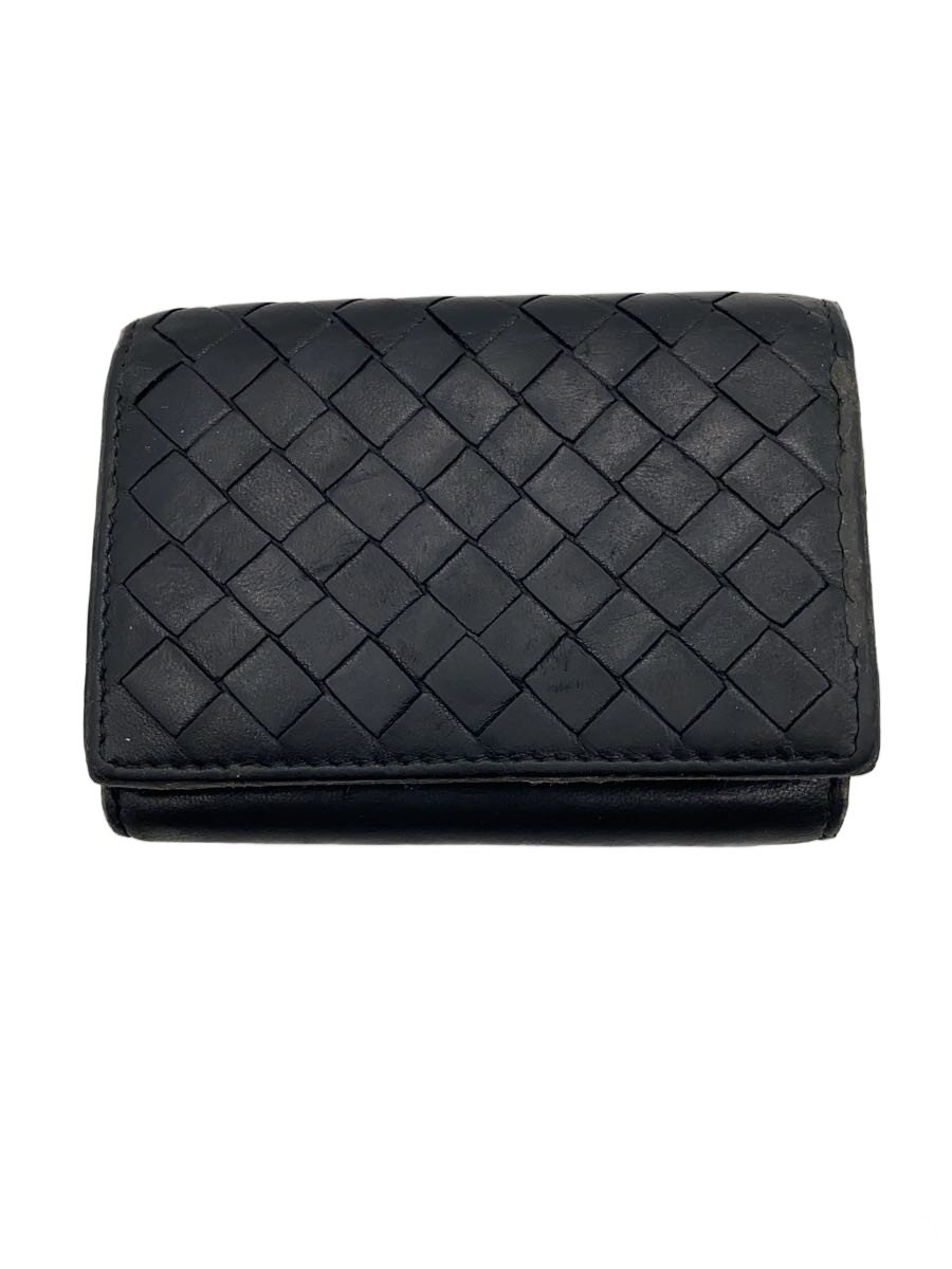【中古】BOTTEGA VENETA◆3つ折り紙入れ/なめし革/BLK/メンズ【服飾雑貨他】