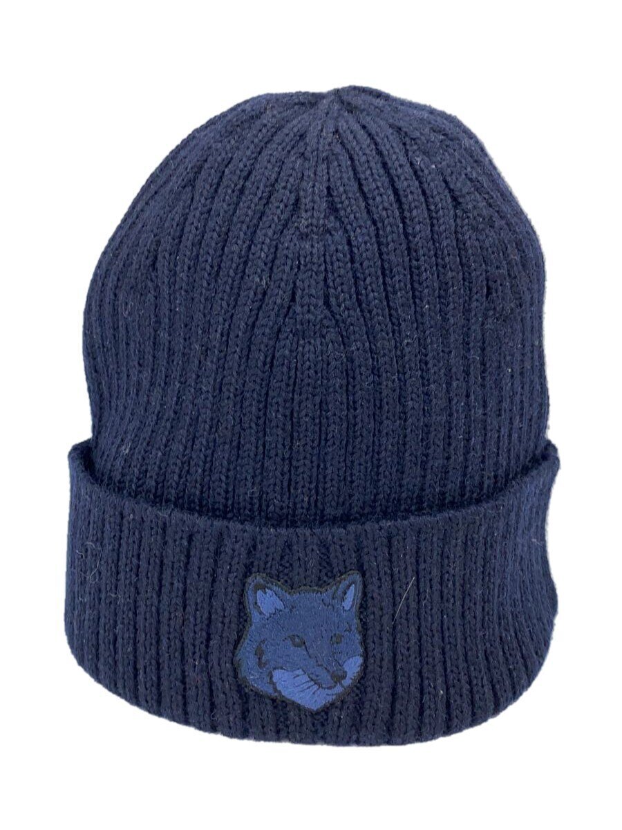 【中古】MAISON KITSUNE◆編み物旗がしら/--/羊毛/NVY/無地/レディース【服飾雑貨他】