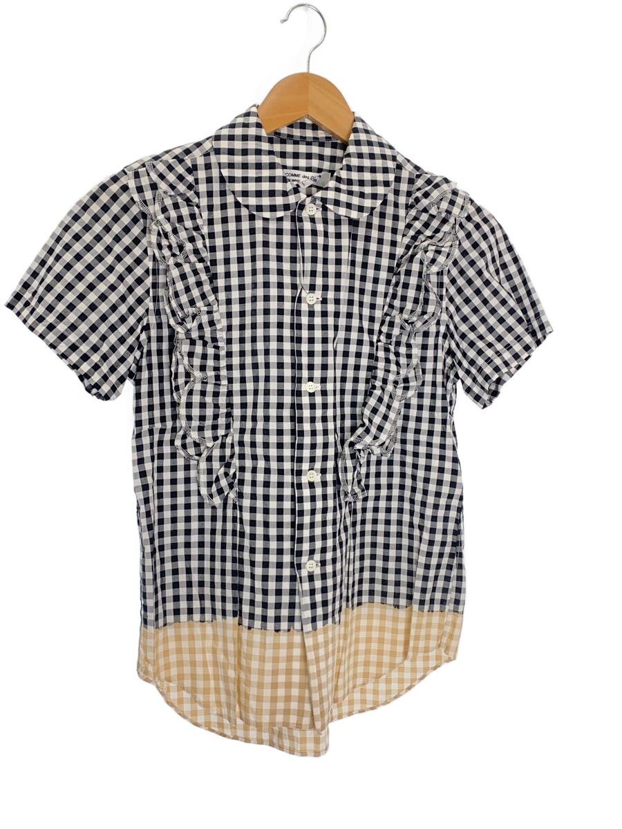 【中古】COMME des GARCONS COMME des GARCONS◆半袖トップ/XS/綿織物/BLK/ギンガムCK/RC-B017【レディース御召しもの】