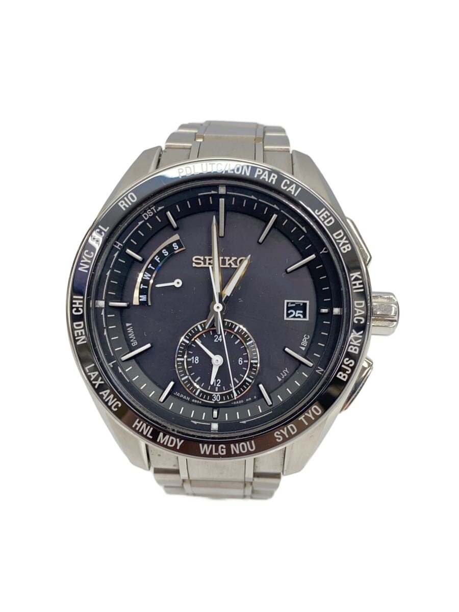 【中古】SEIKO◆石英ウオッチ/アナログ/BLK/SLV/8B54-OBCO【服飾雑貨他】