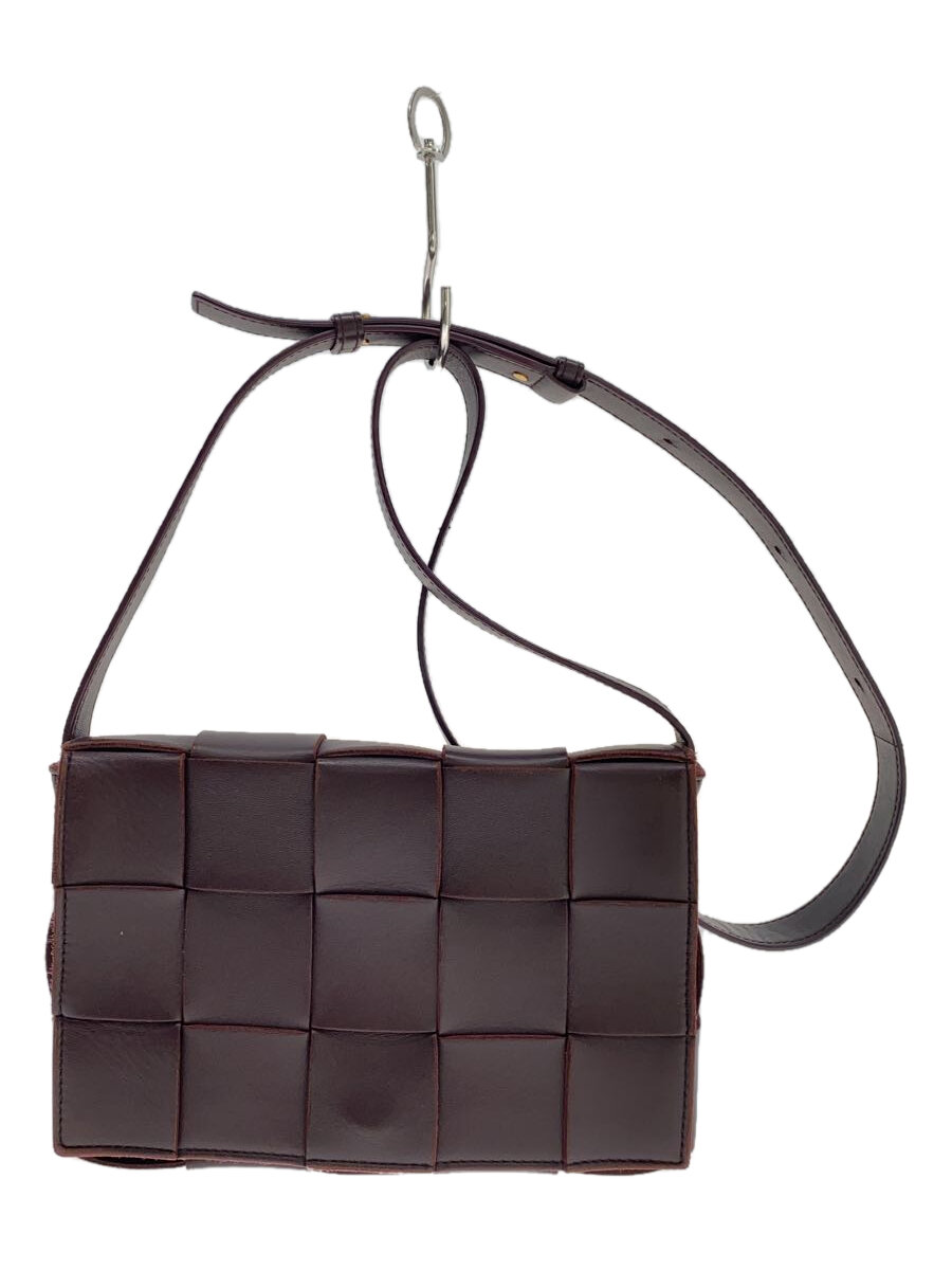 【中古】BOTTEGA VENETA◆マキシイントレチャートカセットクロスボディバッグ/ショルダーバッグ/なめし革/赤銅色【御徒面子】