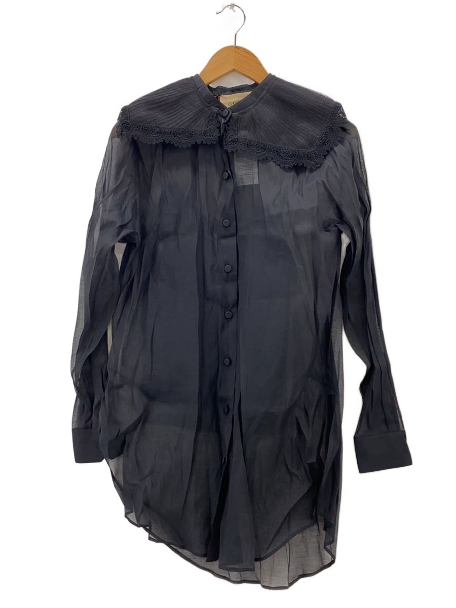 【中古】GUCCI◆シフォントップ/長袖トップ/38/絹地/BLK/731080//【レディースお召しもの】