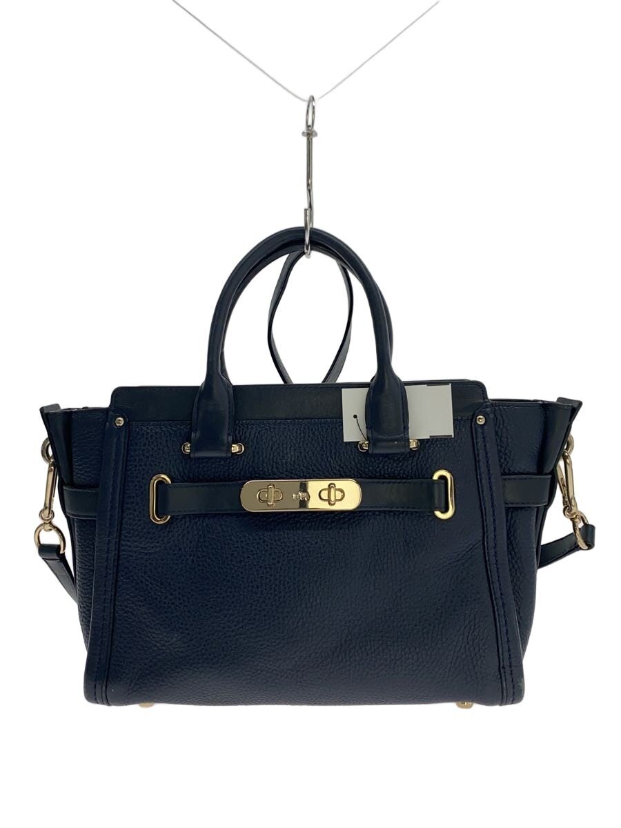 【中古】COACH◆ハンドバック_オールなめし革/なめし革/NVY/ショルダーバッグ//【御徒面子】