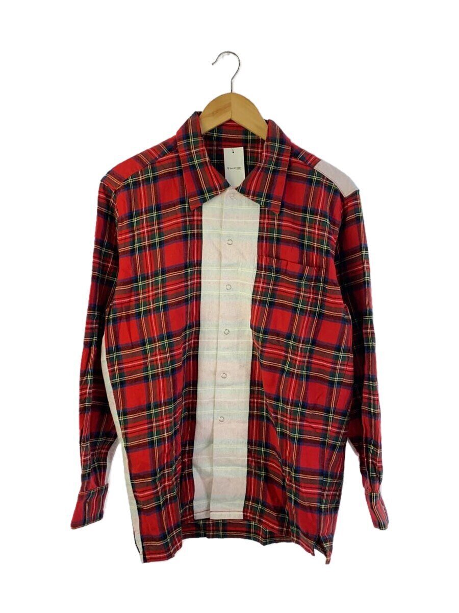 【中古】SEQUEL◆長袖プルオーバー/S/綿織物/RED/読み合わせる/SQ-21AW-SH-01/LINE CHECK SHITS【メンズウェア】