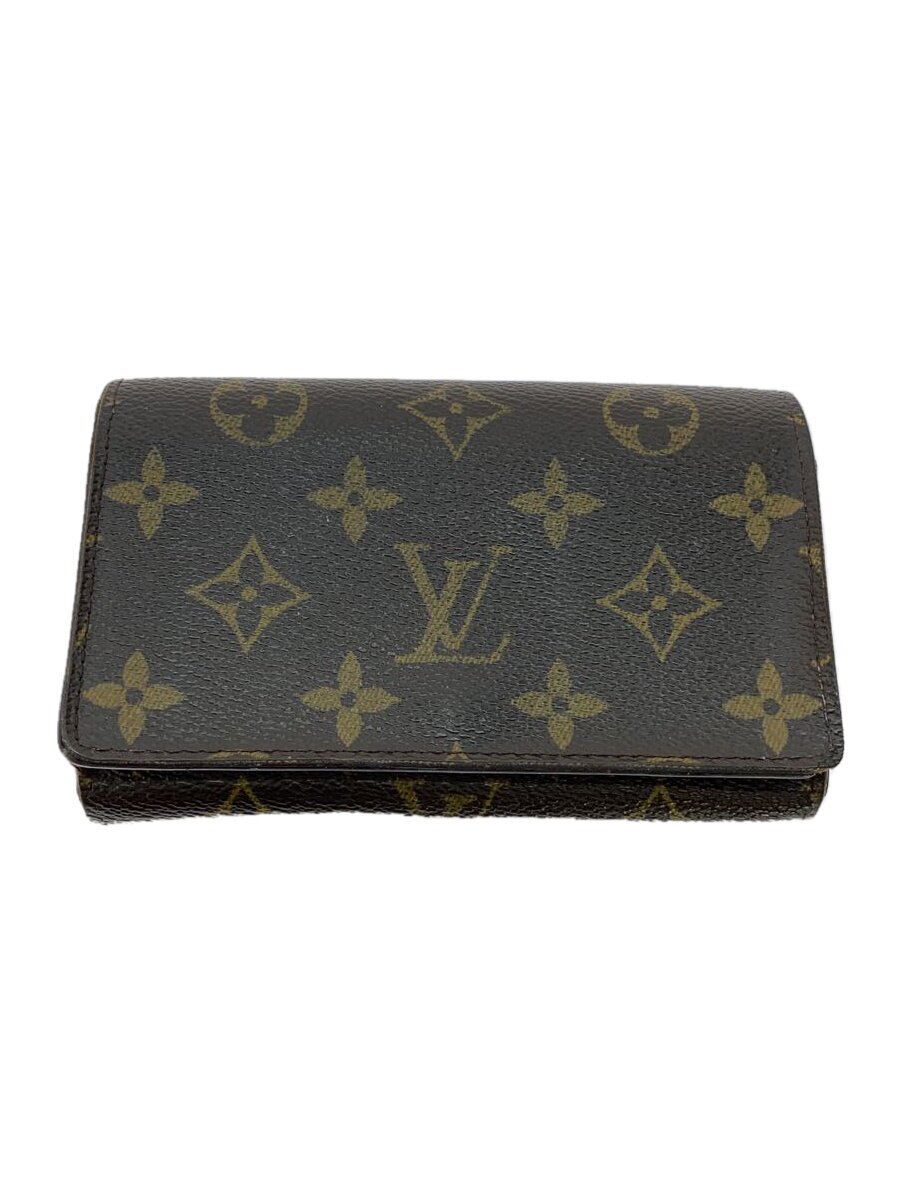 【中古】LOUIS VUITTON◆1)ポルト・モネ・ビエ・トレゾール_モノグラム・キャンバス/PVC/BRW/レディース【服飾雑貨他】