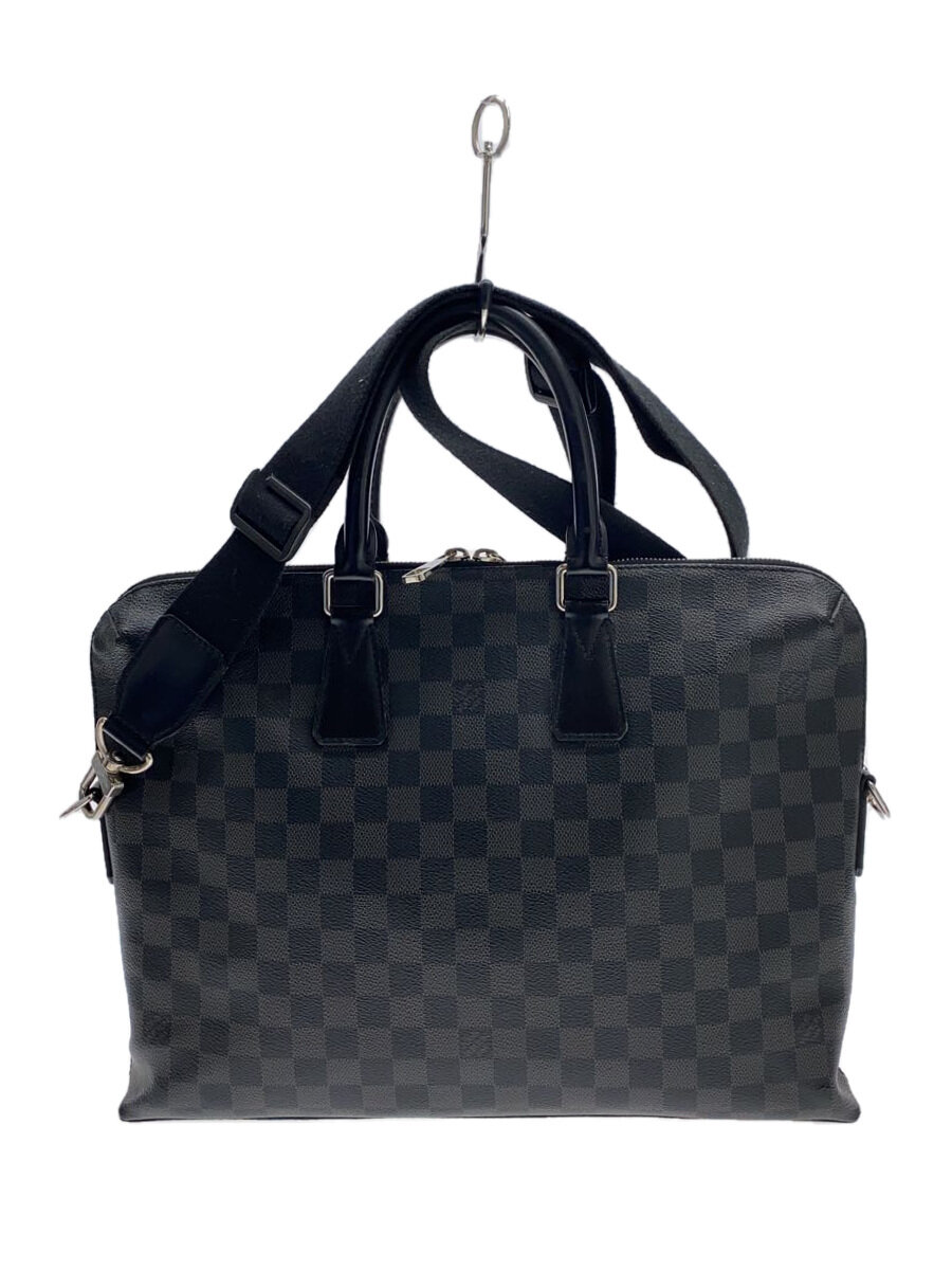 【中古】LOUIS VUITTON◆ポルト・ドキュマン・ジュール_ダミエ・グラフィット_BLK/PVC/BLK//【御徒面子】